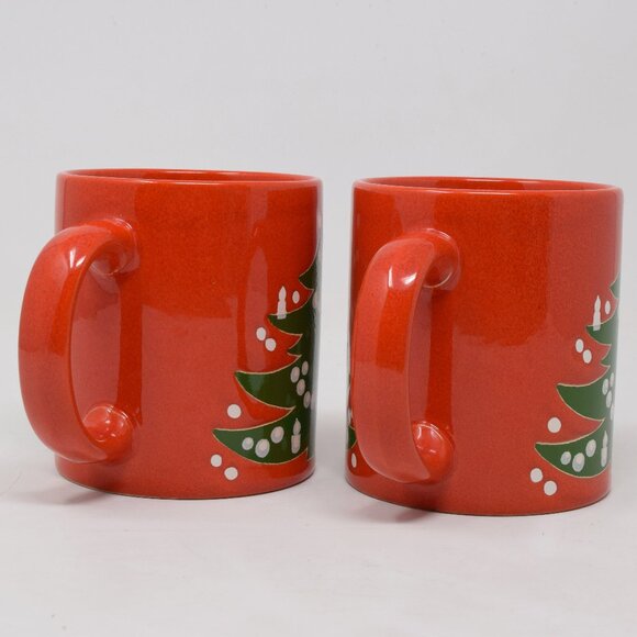 VTG Set Waechtersbach West W Germany Christmas Tree Mug Ceramic Red Green 2 Cups - Picture 6 of 14